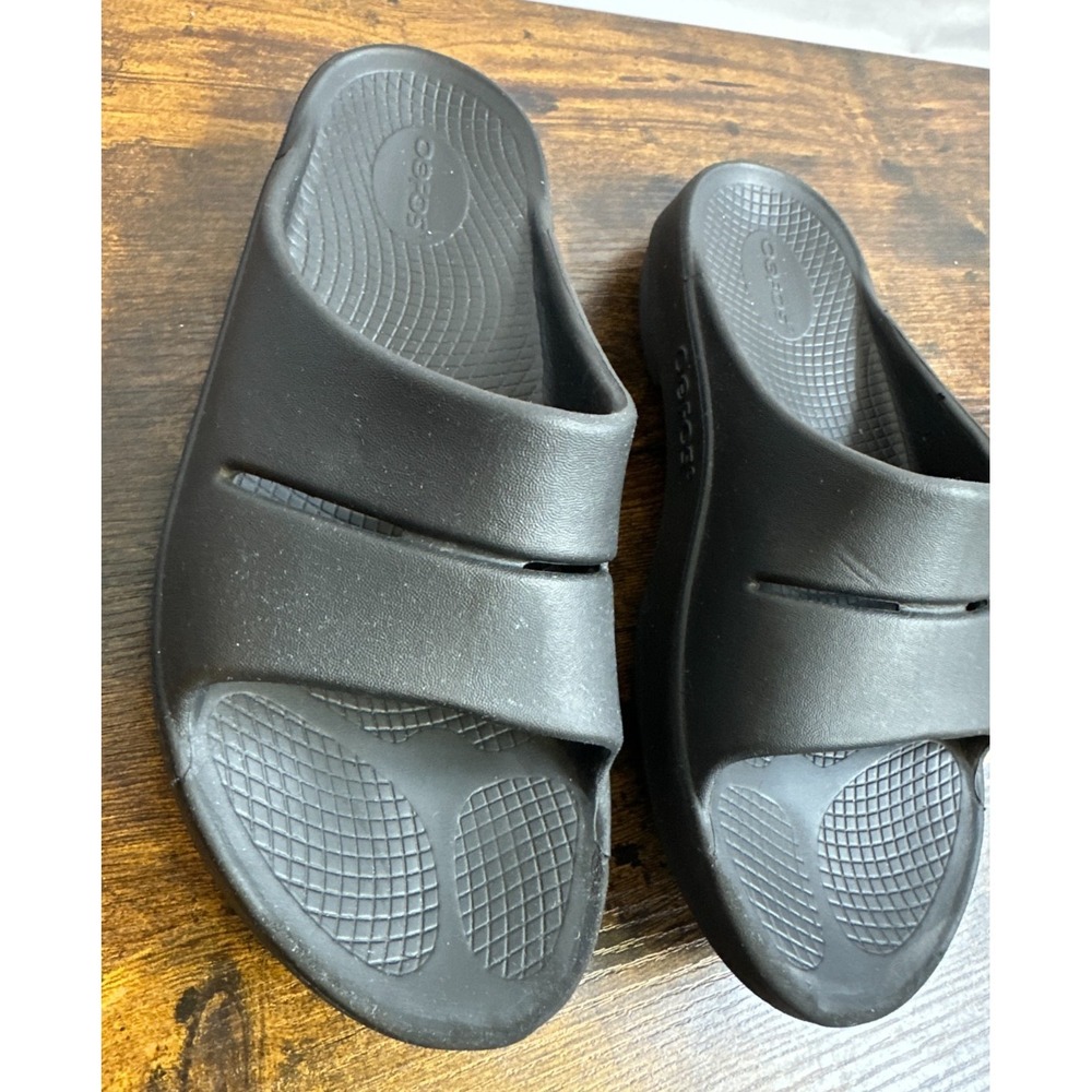 OOFOS OOahh Recovery Slides Black Slip On Sandals Unisex Women's 9 Men's 7 EU 40 - Picture 2 of 13